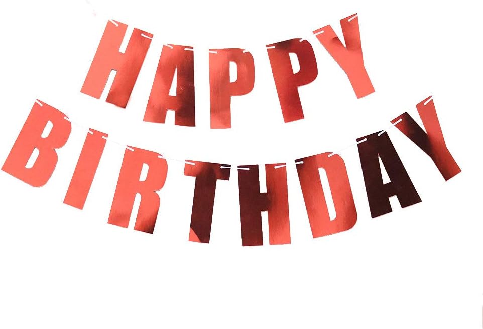 Red Happy Birthday Paper Banner Reusable Ecofriendly Materialfor Birthday Decorations and Party Supplies