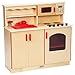 ECR4Kids Birch Pretend Play 4-in-1 Kitchen Playset for Daycare, Natural