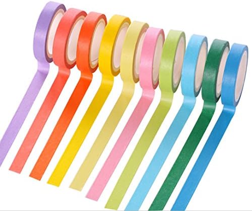 10 Rolls Decorative Washi Rainbow Sticky Paper Masking Adhesive Tape Scrapbooking, Cards, DIY, Arts &amp; Crafts Plain Colors Masking tape, 2 Pack