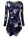 BAISHENGGT Women's Crewneck Long Sleeve Handkerchief Hem Tunic Top X-Large Dark Blue Floral