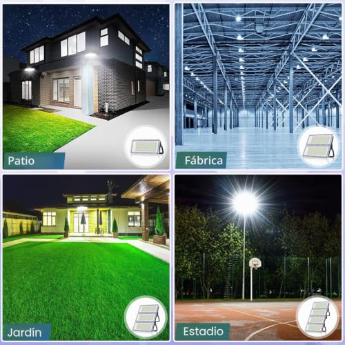 YIQIBRO Outdoor LED Spotlights 400W 2 Pieces, 4 in 1 40000LM 6500K Cool White Lights Outdoor, IP67 Waterproof 85-265V LED Lamp with Transformer for Garden Garage Hotel Factory Stadium