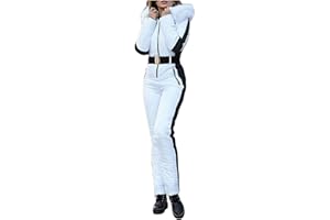 WQHNME Ski Suit for Women One Piece Snowsuit Waterproof Insulated Outdoor Sports Ski Jumpsuit Winter Snow Jackets Thermal Suit