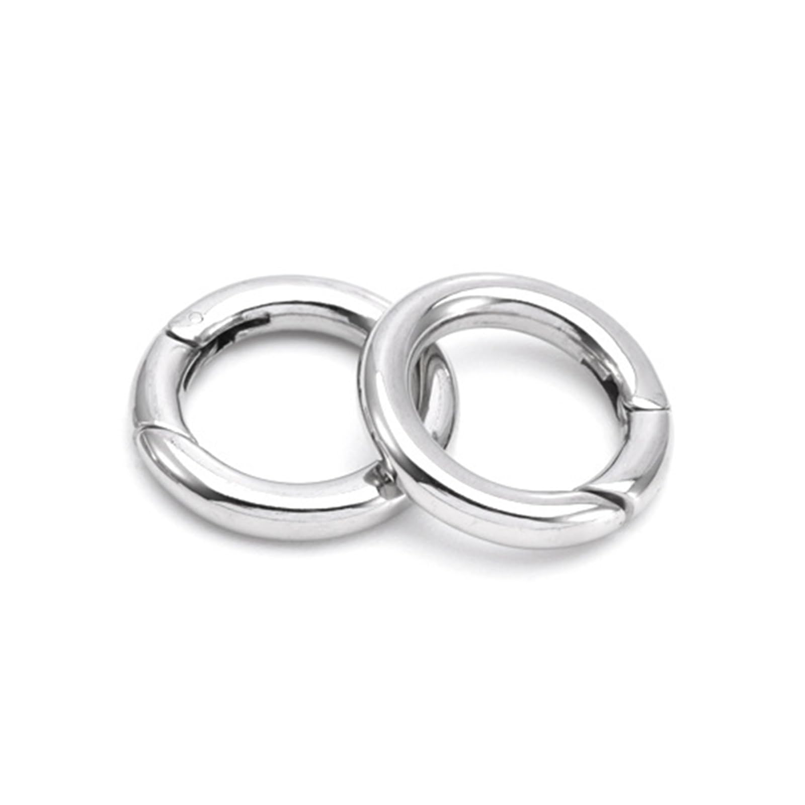 Michear S925 Sterling Silver Spring O Ring Keychain Ring Round Snap Clasps Keyring Buckle Jump Rings 10mm12mm 14mm 16mm for Bag Jewelry Making Handbag Decorations 2PCS (12mm)