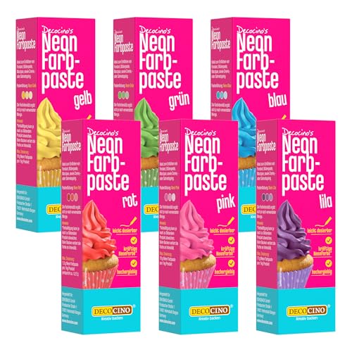 DECOCINO Neon Lebensmittelpaste 6er Set Lebensmittelfarbe