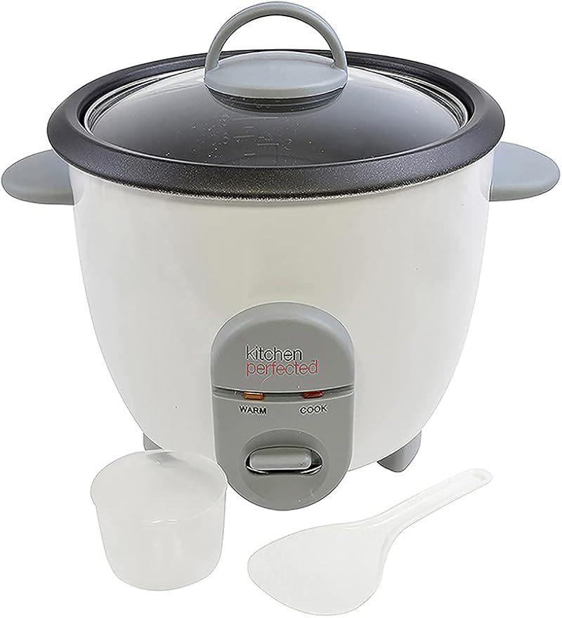 Kitchen Perfected Rice Cooker 350W 0.8L Non Stick Removable Bowl White E3302