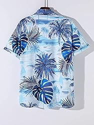 Floerns Men's Casual Tropical Print Button Down