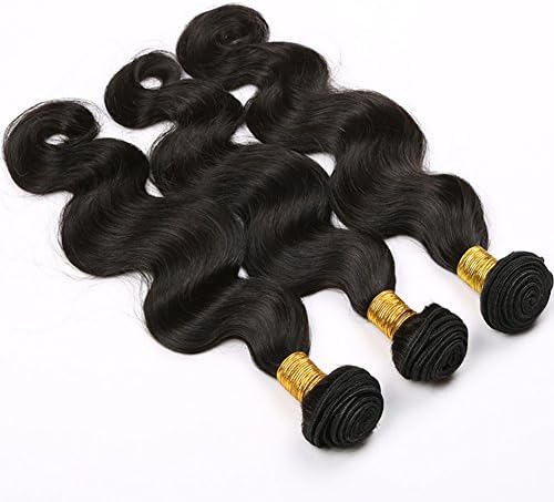 Toprincess 8A Grade Brazilian Hair Weft Body Wave 16inch 18inch and 20inch Natural Black Virgin Hair for Black Woman No Tangle and No Shedding 1 Year Lasting