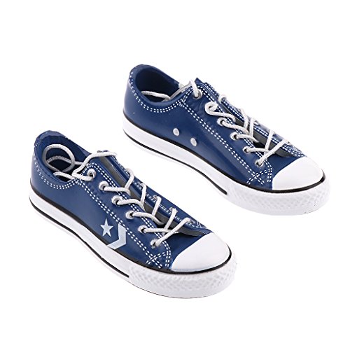 Baoblaze 1/6 12'' Male Action Figure Shoes Blue Canvas Sneaker for Hot Toys Phicen Body