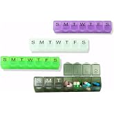4 Pack Weekly (7-Day) Pill Organizer, 7 Days Pill Case Travel Daily Pill Box Portable Medicine Organizer and Planner with Compartment for Vitamins, Fish Oil, Supplements and Medication (4, Color)