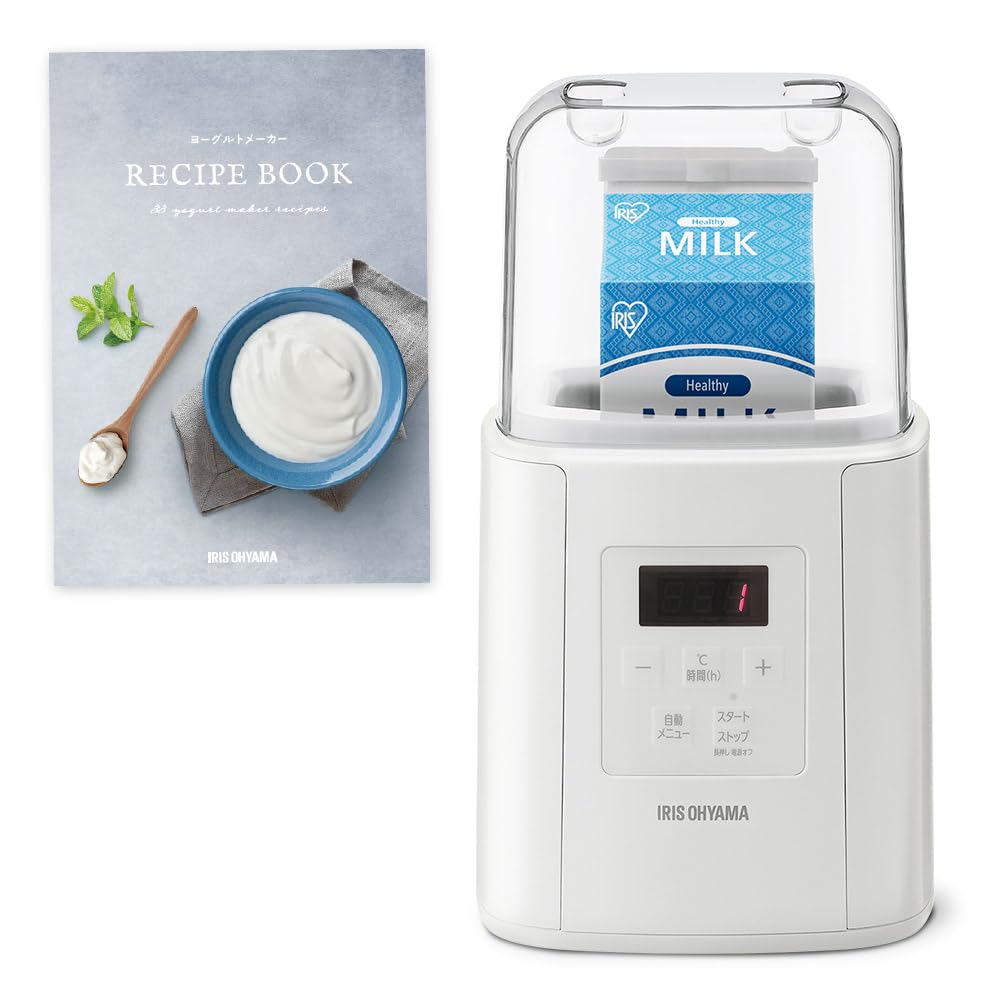 Iris Ohyama IYM-016-W Yogurt Maker, Amazake (Sweet Fermented Rice Drink) Maker, Drinkable Yogurt, Low Temp Cooking, Soy Milk, Automatic Menu, Recipe Book (English language not guaranteed), White