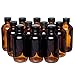 California Home Goods 12 Pack - 4 oz. Amber Glass Bottle with Lid for Vanilla Extract, Perfume, Oils, Light-Sensitive Liquids, Refillable Boston Round Bottle from