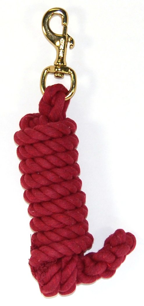 Photo 1 of Hamilton Cotton Lead with Brass-Plated Bolt Snap, Wine, 3/4" Thick x 10' Long