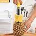 Pineapple Corer Cutter Slicer Peeler, GIPTIME Stainless Steel Pineapple Tools, Easy To Use and Clean, Dishwasher Safe, 8 Fruit Forks As Bonus, Yellow