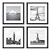 ONE WALL Tempered Glass 11x11 Picture Frame with Mats for 8x8 Photo, Black Wood Frame for Wall and Tabletop - Mounting Hardware Included
