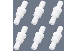 AXISCULPT 1/2" (12mm) One Way Check Valve Barb Hose Non Return Valve PVDF Plastic Water Air Gas Stop Inline Check Valve Ozone Resistance, 6Pcs