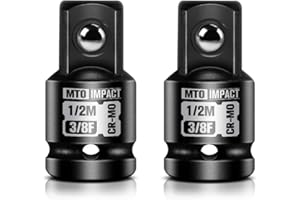MTO 2-Piece 3/8" Female to 1/2" Male Impact Socket Adapter Set, 3/8" Drive Impact Driver Conversions for Impact Wrench, Chrom