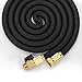 Podura Expandable Garden Hose with Solid Brass Connector 9-pattern Nozzle for Watering Plants,Showering Pets,Cleaning Patio (Black-50Ft)