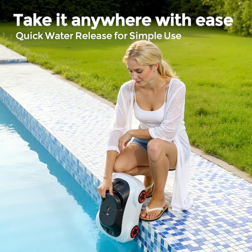 OUCAXIA C5 Cordless Robotic Pool Cleaner with 180-Min Runtime, 2.7L Large-Capacity Filter Basket, Self-Parking & Lightweight Design, for Above-Ground & In-Ground Pools up to 2,200 Sq.Ft (Snow)