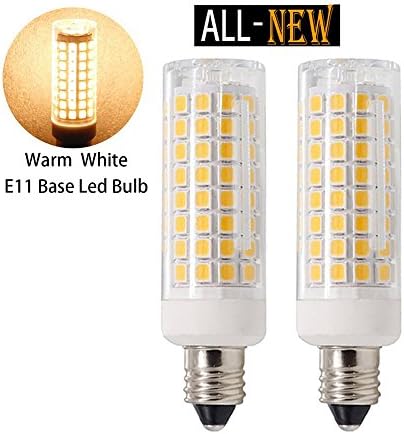 [2-Pack]E11 LED Bulbs All-New (102LEDs)7.5 Watt, 75W 100W Halogen Bulbs Replacement,850 lumens, Mini Candelabra Base,110V, 120V,130V,Warm White 3000k, Replaces T4 /T3 JD Type Clear E11 Light Bulb
