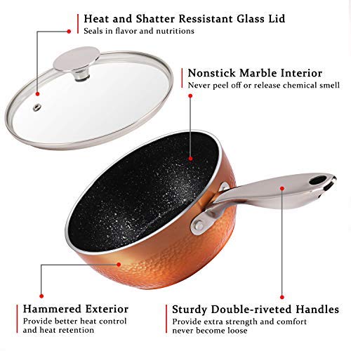 1 MICHELANGELO+Saucepan+Nonstick+Interior+Hammering