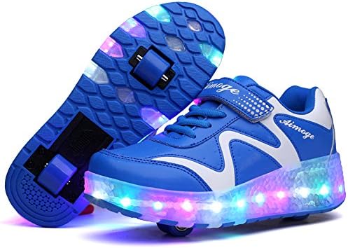 MXXB LED Light Up Roller Skate Shoes with Two Wheel and Lights Flashing Sneakers for Boys Girls Kids