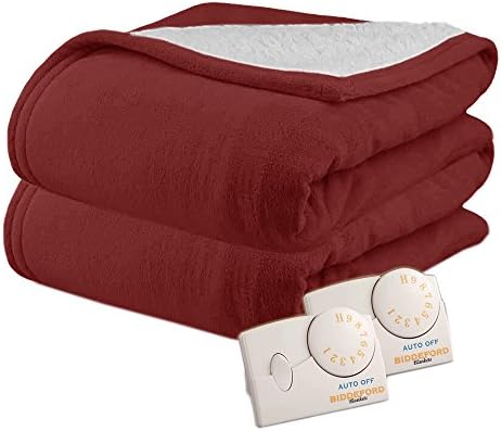 Pure Warmth Microplush Sherpa King Electric Heated Blanket Claret