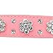 Didog - Cute PU Leather Dog Collar - Rhinestone Flower Pattern Studded - 1 Inch Width Fit Small and Medium Dogs,Pink 12-15