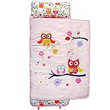 SoHo Nap Mat , Pink Dancing Owls (All Hand Embroidery)