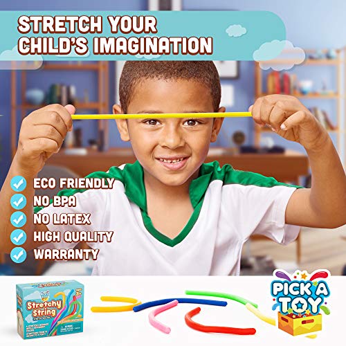 Pick A Toy Stretchy String Fidget Sensory Toys (6-Pack) Thin, Super Colorful, and Latex-Free | Pull, Stretch, Wrap, and Squeeze | Help Relieve Stress, Find Focus, Promote Calm - Thumbnail 3