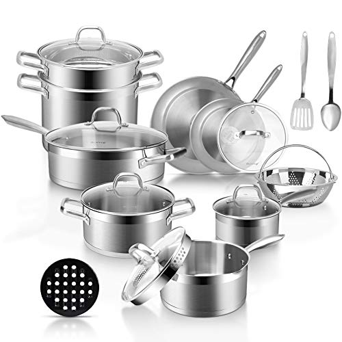Duxtop Professional Stainless Steel Pots and Pans Set, 18Piece