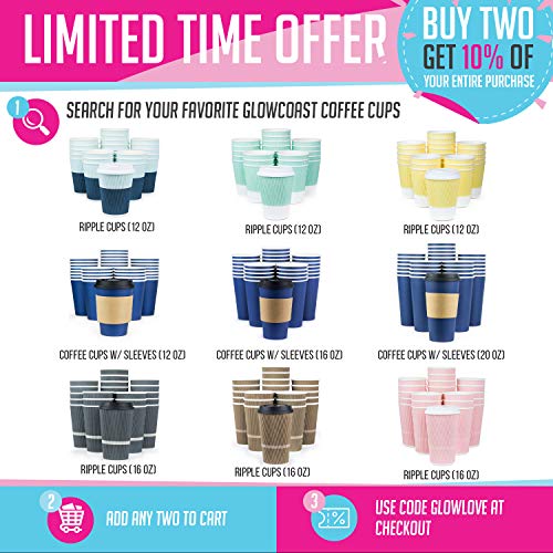 Glowcoast Disposable Coffee Cups With Lids 16 oz To Go Coffee Cup (80