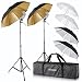 Neewer Flash Mount Three Umbrellas Kit (2) 33"/84cm White Soft/Silver Reflective/Gold Reflective Umbrella for Canon 430EX II,580EX II,Nikon SB600 SB800,Yongnuo YN 560,YN 565,Neewer TT560,TT680 primary