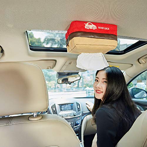 Putars Car Paper Towel Car Accessories Canvas Car Sunroof Tissue Holder Mount Hanging Tissue Holder Case for Car Seat Back Multi-use Paper Towel Cover Case 17X11X9cm