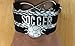 Soccer Bracelet – Black & Silver Infinity LOVE Wrap Bracelet with Soccer Ball Charm – Adjustable Sports Jewelry Gift for Soccer Players, Fans, or Teams