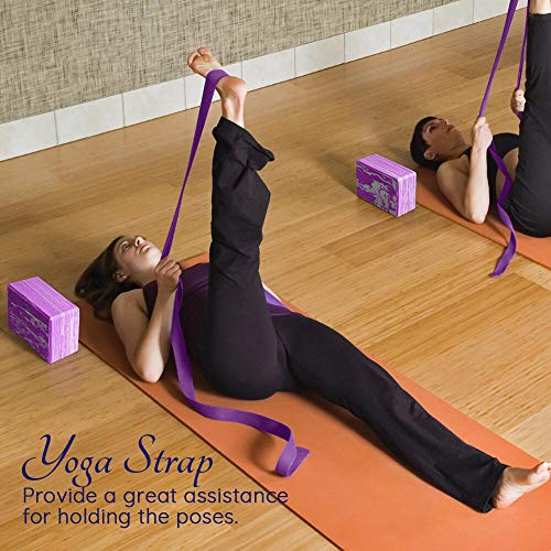 QF-Yoga-Blocks-Plus-Yoga-Strap-with-Metal-D-Ring-9x6x4-2-Pack-Eco-Friendly-EVA-Foam-Block-High-Density-Exercise-Brick-Soft-Non-Slip-Surface-for-Yoga-Pilates-Meditation-Workout-Fitness-Gym
