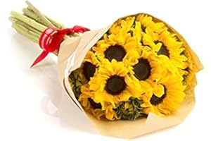BloomsyBox: Farm-Fresh Sunflowers | 10 Stems, Yellow Design, Care Card, Flower Food, Lush Greenery, Flower Delivery, Birthday, Anniversary,Get well, Wedding Flowers | No Vase