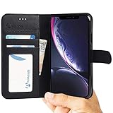 Abacus24-7 iPhone XR Case (2018), Wallet Case with Flip Cover and Stand - Black