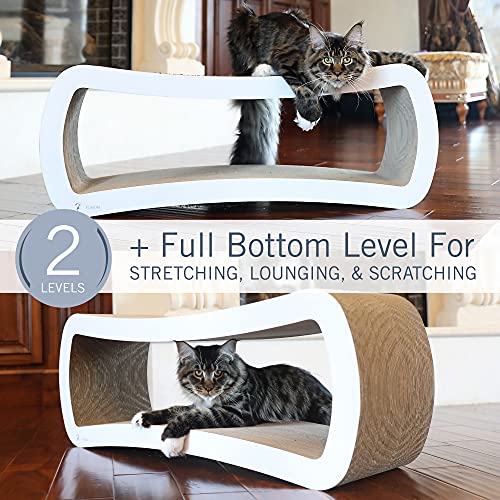 PetFusion Jumbo Cat Scratcher Lounge, White. 39 x 11 x 14 inch (lwh