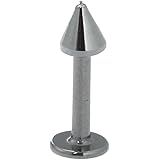 TOOGOO(R) 5 lot Stainless steel cone/spike Labret / Monroe lip chin Body Piercing Jewelry Gauge /Thickness:16 gauge (1.2mm) Length /Cone size:1/4" (6mm) - 3mm cone Lot:5 piece