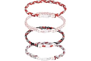 KEHUIFY JEANUE 4 Pieces Baseball Necklaces for Boys,Three Braided Rope Tornado Sports Titanium Necklaces,Baseball Accessories Drip Baseball Party Favors
