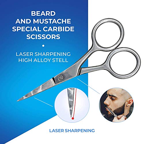 Manecode Beard Shaping Kit - Grooming Tools for Men - Adjustable Lineup Template with built-in Comb, Laser Sharpening Scissors, All in Hygiene Travel Case