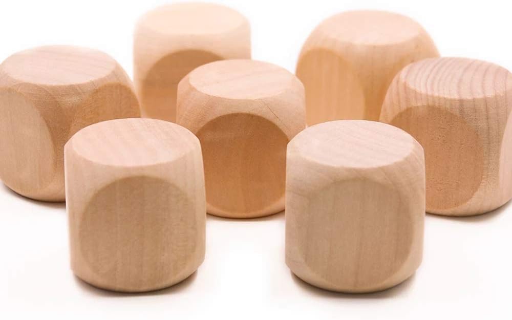 10Pcs Wooden Dice, 6 Sided Blank Dice Round Corner Cube Dice DIY Graffiti Dice Crafts Dice Board Game Party Supplies Standard Game Dice Game Accessories (1.8cm),Dice and Accessories