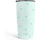SANDJEST Daisy Tumbler 20oz, Stainless Steel Travel Cup with Lid, Floral Insulated Coffee Mug, Daisy Gifts for Women Girls Friends Sisters on Birthday Christmas