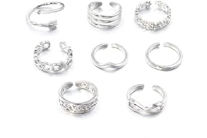8Pcs Adjustable Toe Rings For Women Beach Party Banquet Jewelry Stainless Steel Alloy Useful and practical