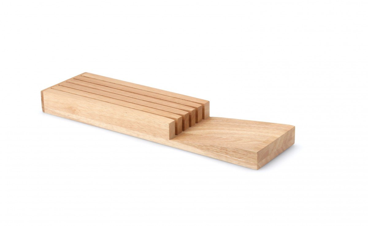 Continenta Block for Drawer Rubber Wood for 5 Knifes, Light Brown, One Size, Kitchen Accessories