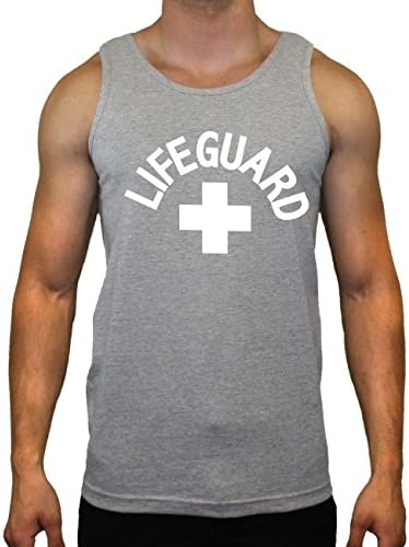 White Lifeguard Designs Tank Top for Man(Grey,Medium)