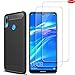 Huawei Y7 2019 Case with Screen Protector,[3 in 1] MYLBOO Soft Slim Flex TPU Silicone Phone Case + [2 Pack] 9H Tempered Glass [Anti-Scratch] Screen Protector for Huawei Y7 2019 (Black)
