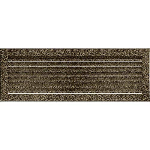KRATKI ventilation grille FRESH | 17 x 49 cm | Black-gold | Hot air grille with steel slats | Exhaust grille for chimney ventilation | For every type of interior