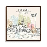 Framed Canvas Wall Art Travel Architecture Sketch Canvas Prints Home Artwork Decoration for Living Room,Bedroom - 16x16 inches