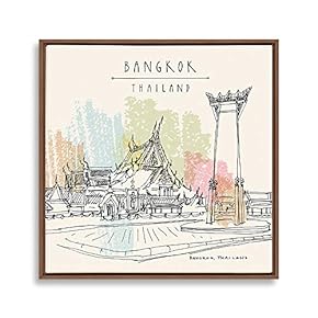 Framed Canvas Wall Art Travel Architecture Sketch Canvas Prints Home Artwork Decoration for Living Room,Bedroom - 24x24 inches